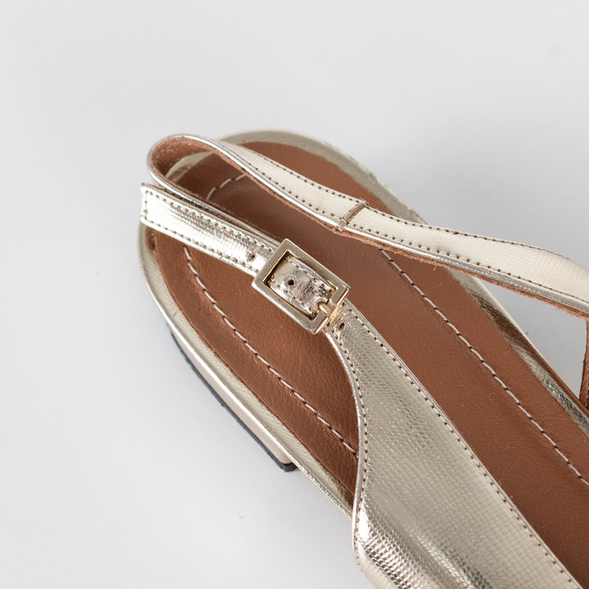Me + Em Gold Black Flat Slingbacks