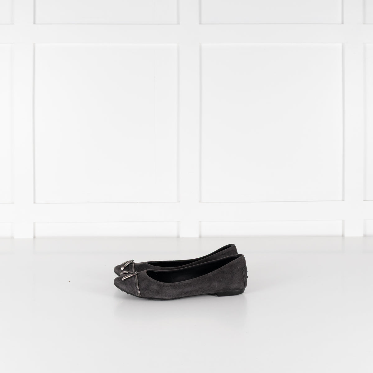Tod's Grey Suede Flat Pumps