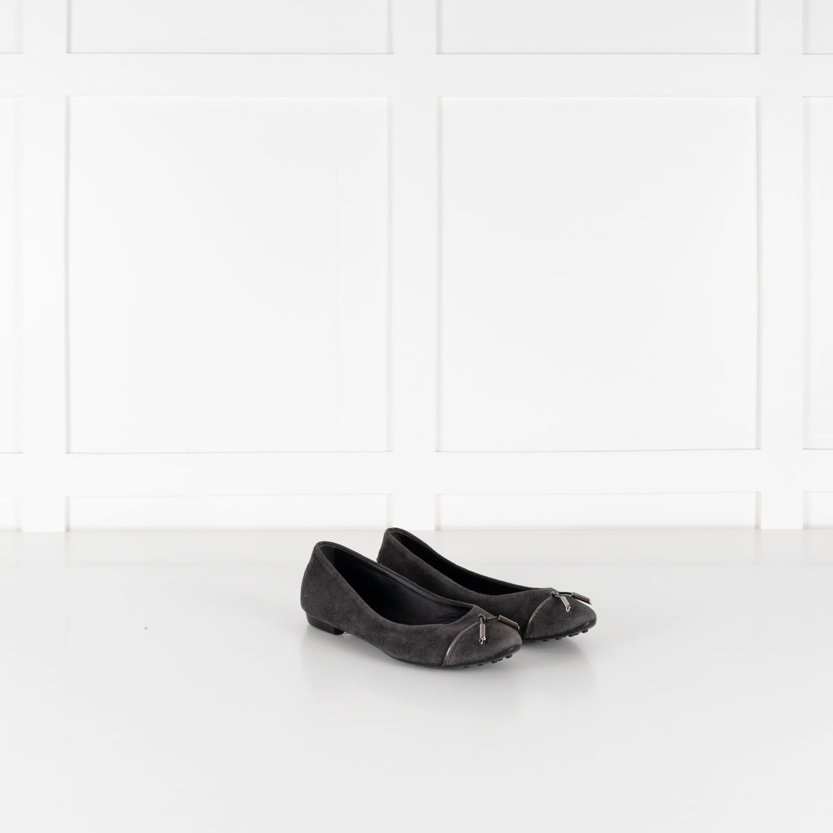Tod's Grey Suede Flat Pumps
