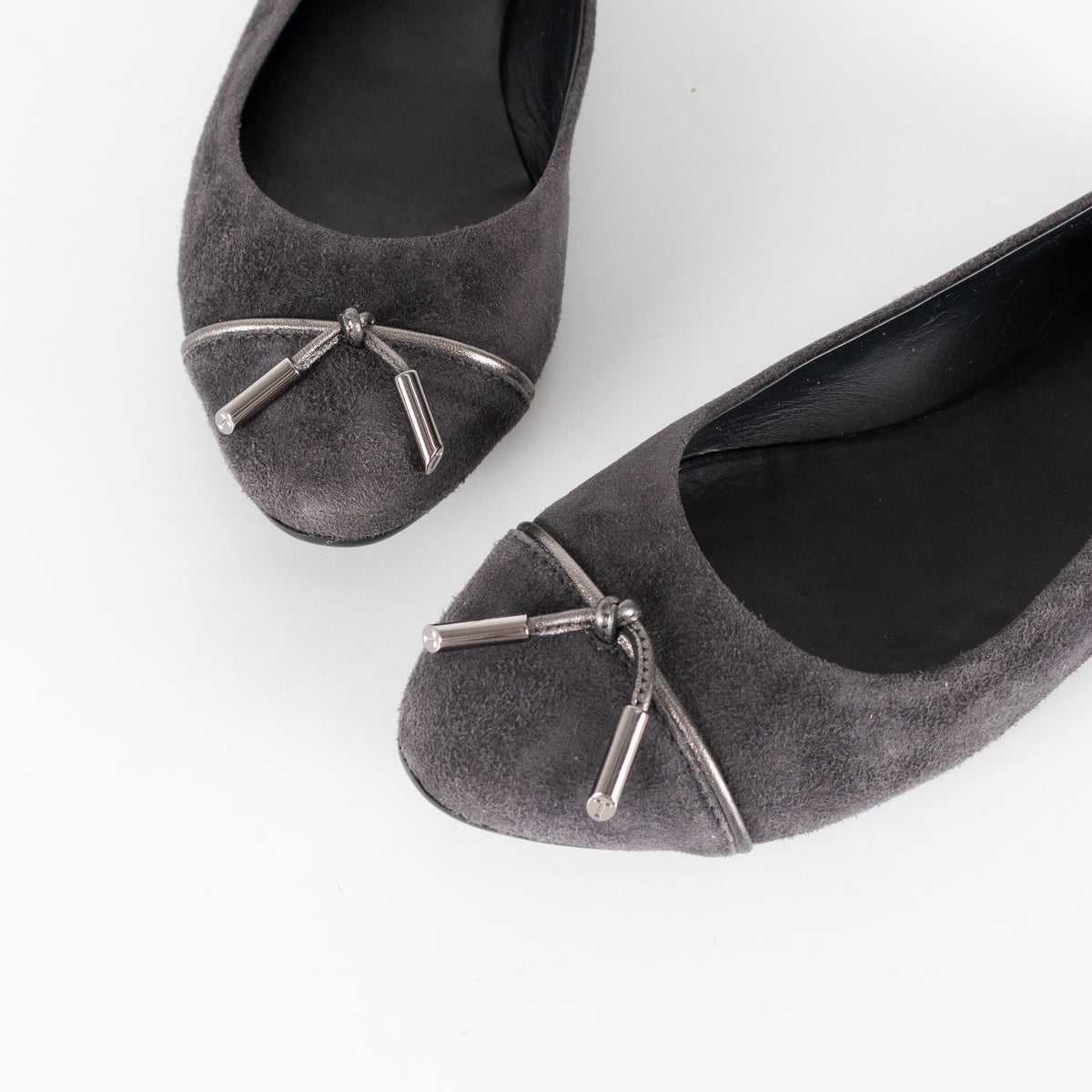 Tod's Grey Suede Flat Pumps