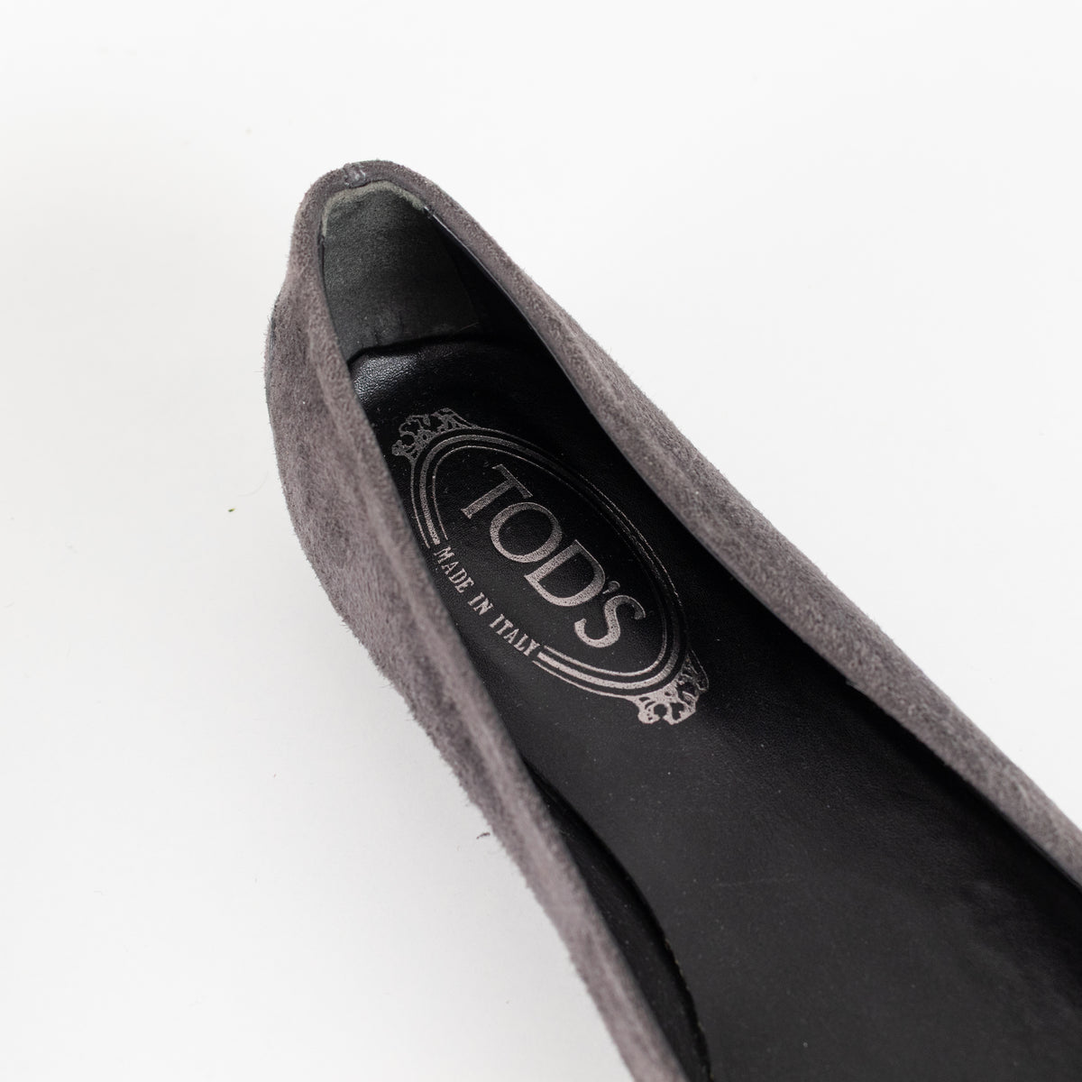 Tod's Grey Suede Flat Pumps
