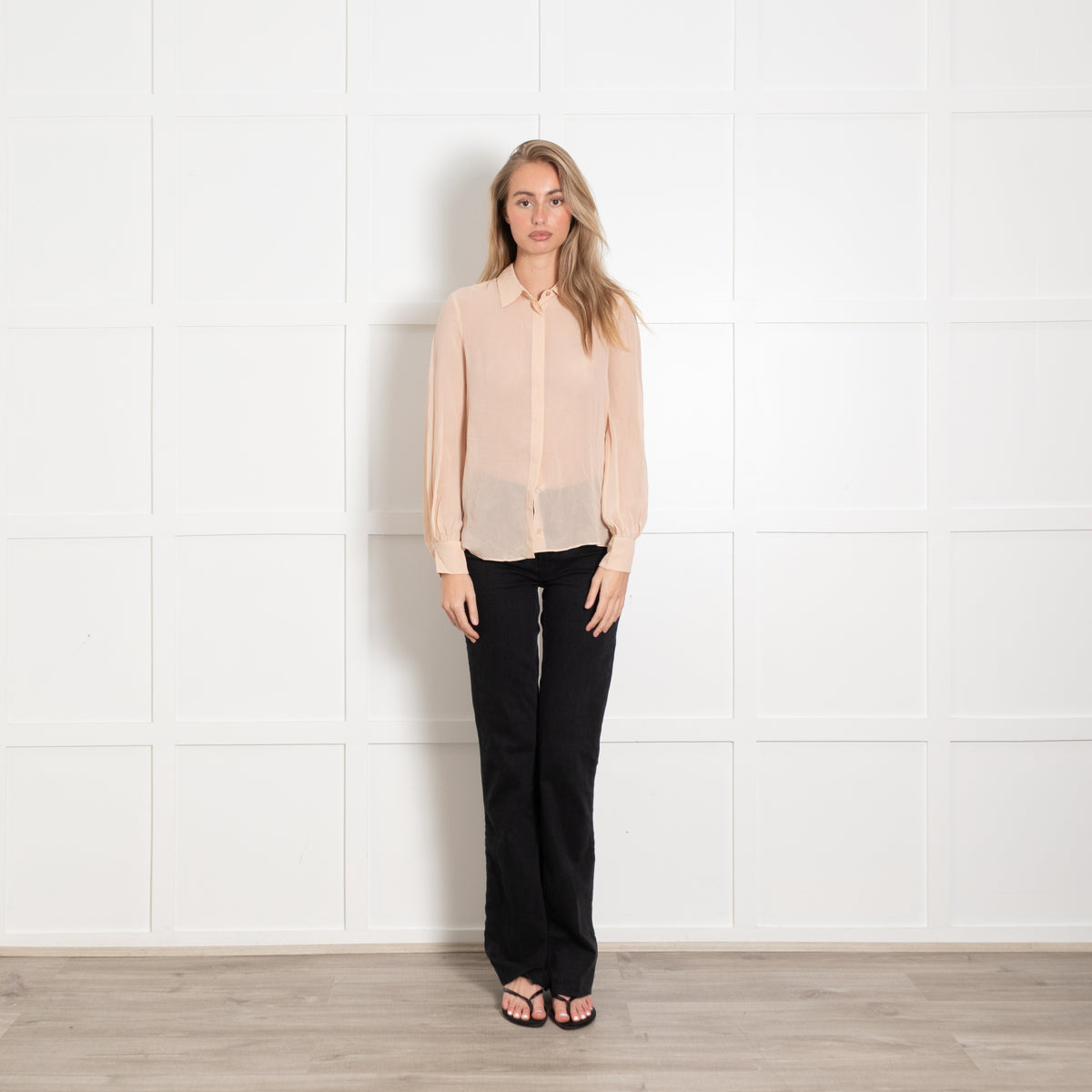Max Mara Studio Blush  Beige Sheer Silk Blouse