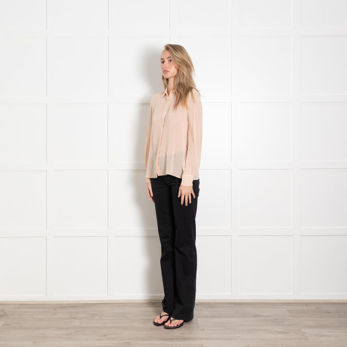 Max Mara Studio Blush  Beige Sheer Silk Blouse