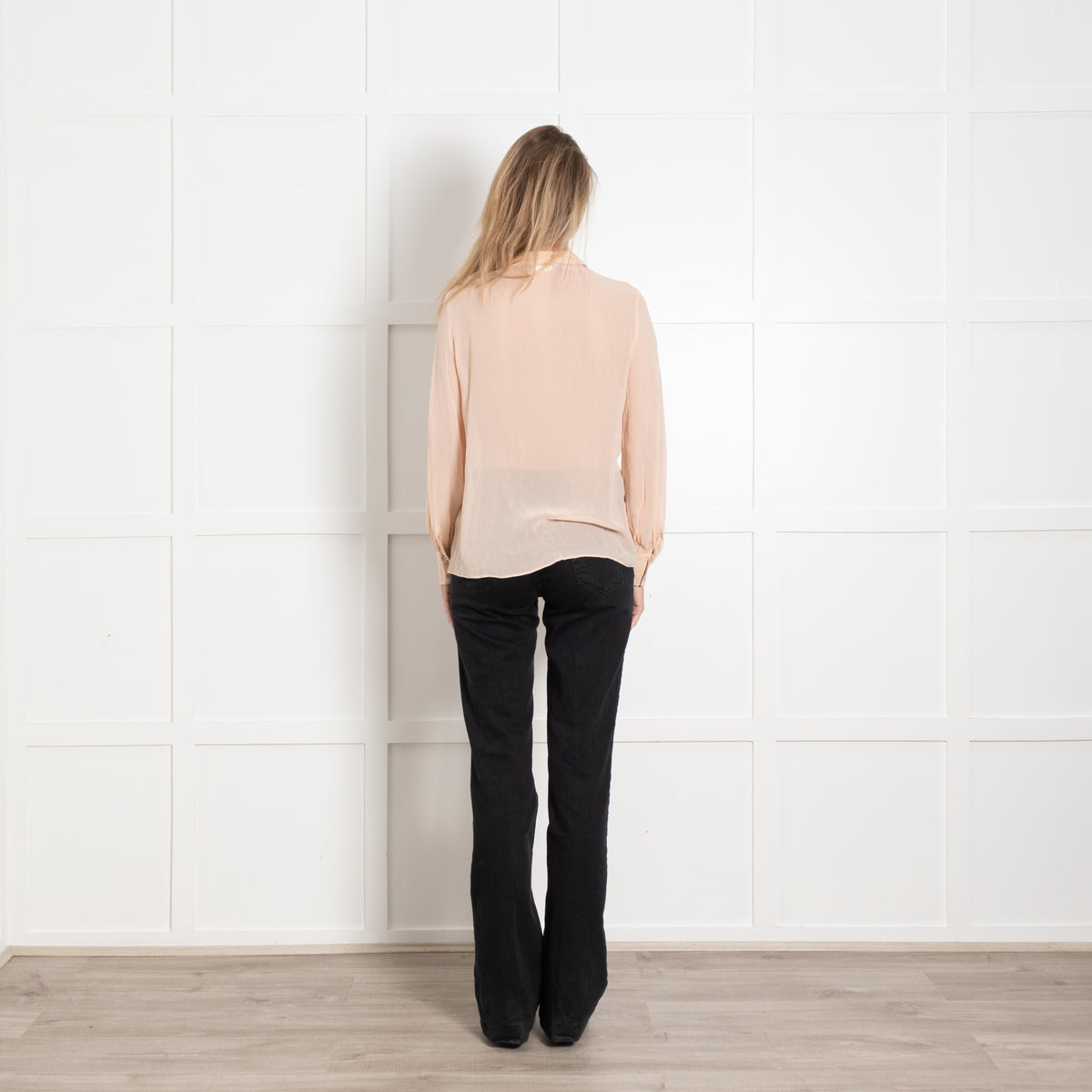 Max Mara Studio Blush  Beige Sheer Silk Blouse
