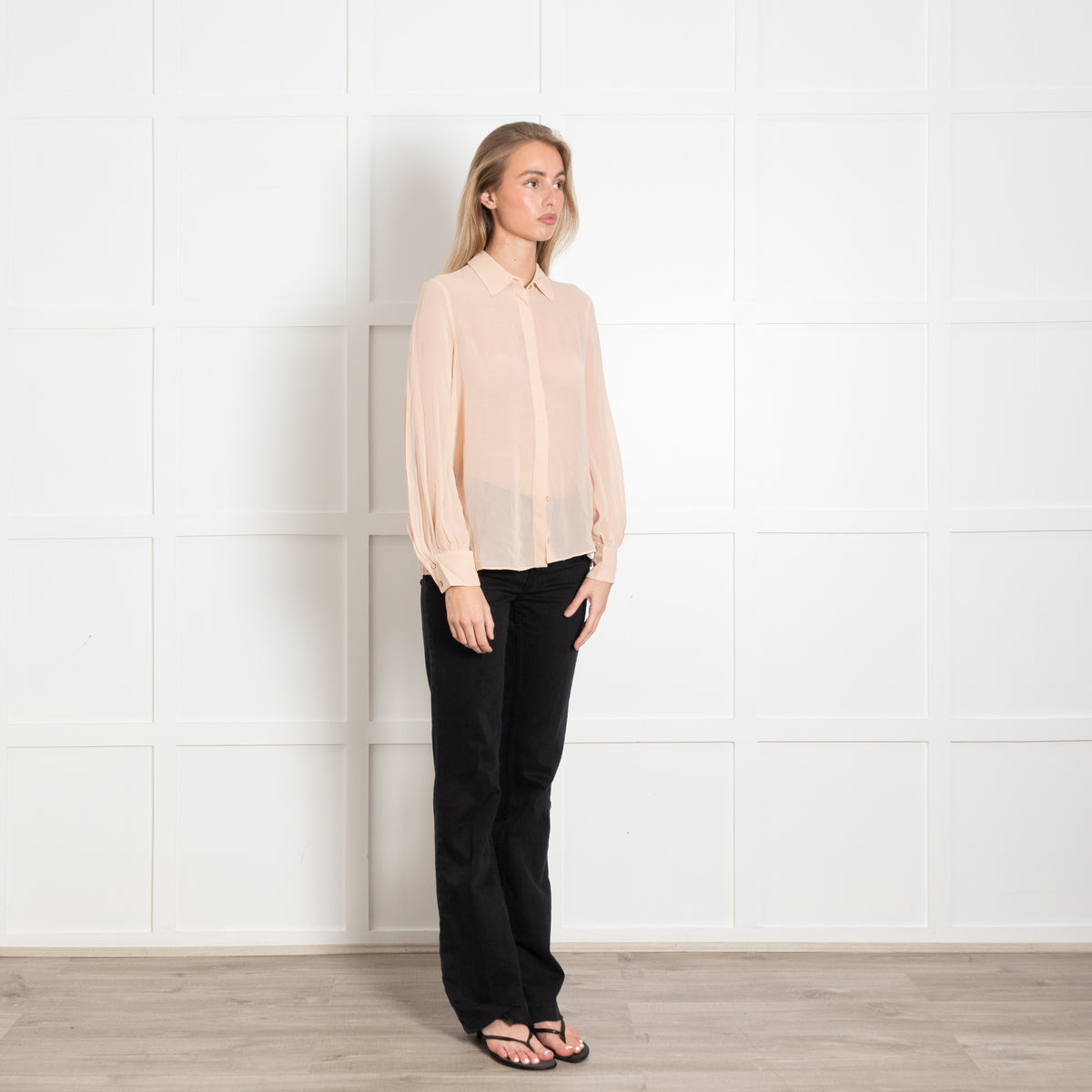 Max Mara Studio Blush  Beige Sheer Silk Blouse