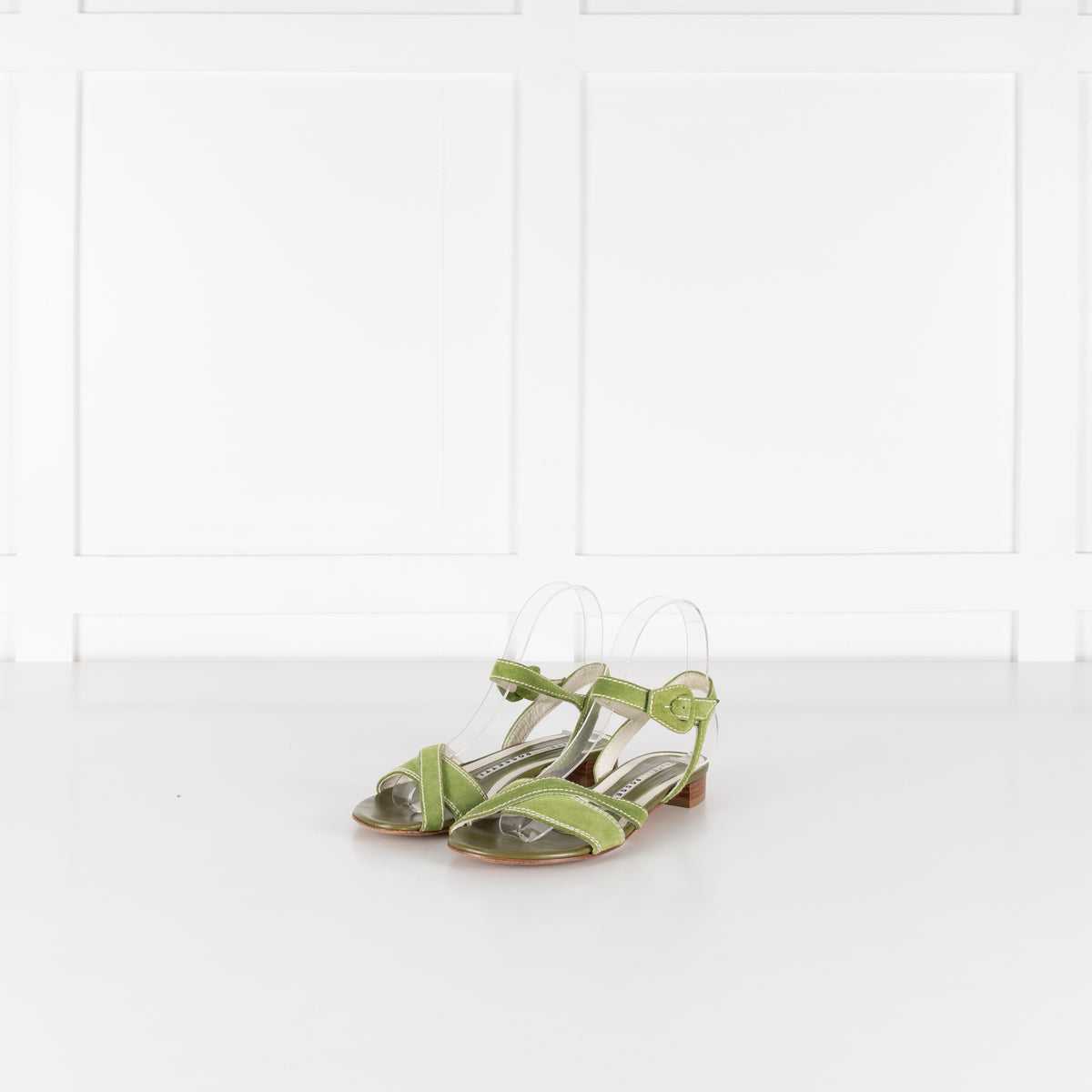 Fratelli Rossetti Green Suede Cross Strap Sandals