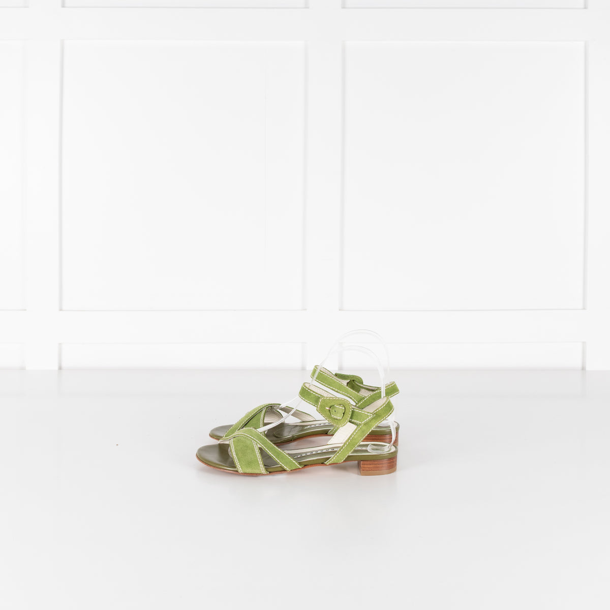 Fratelli Rossetti Green Suede Cross Strap Sandals