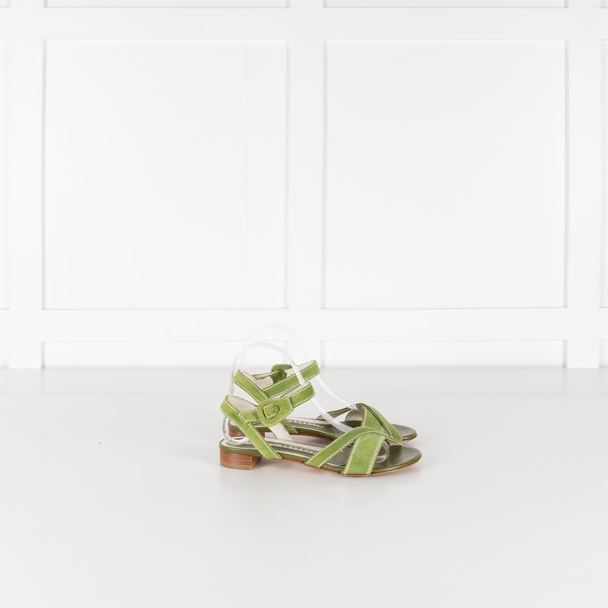 Fratelli Rossetti Green Suede Cross Strap Sandals