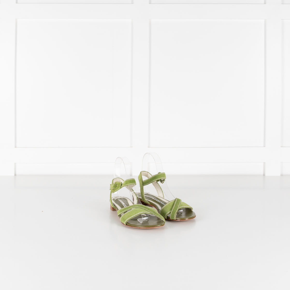 Fratelli Rossetti Green Suede Cross Strap Sandals