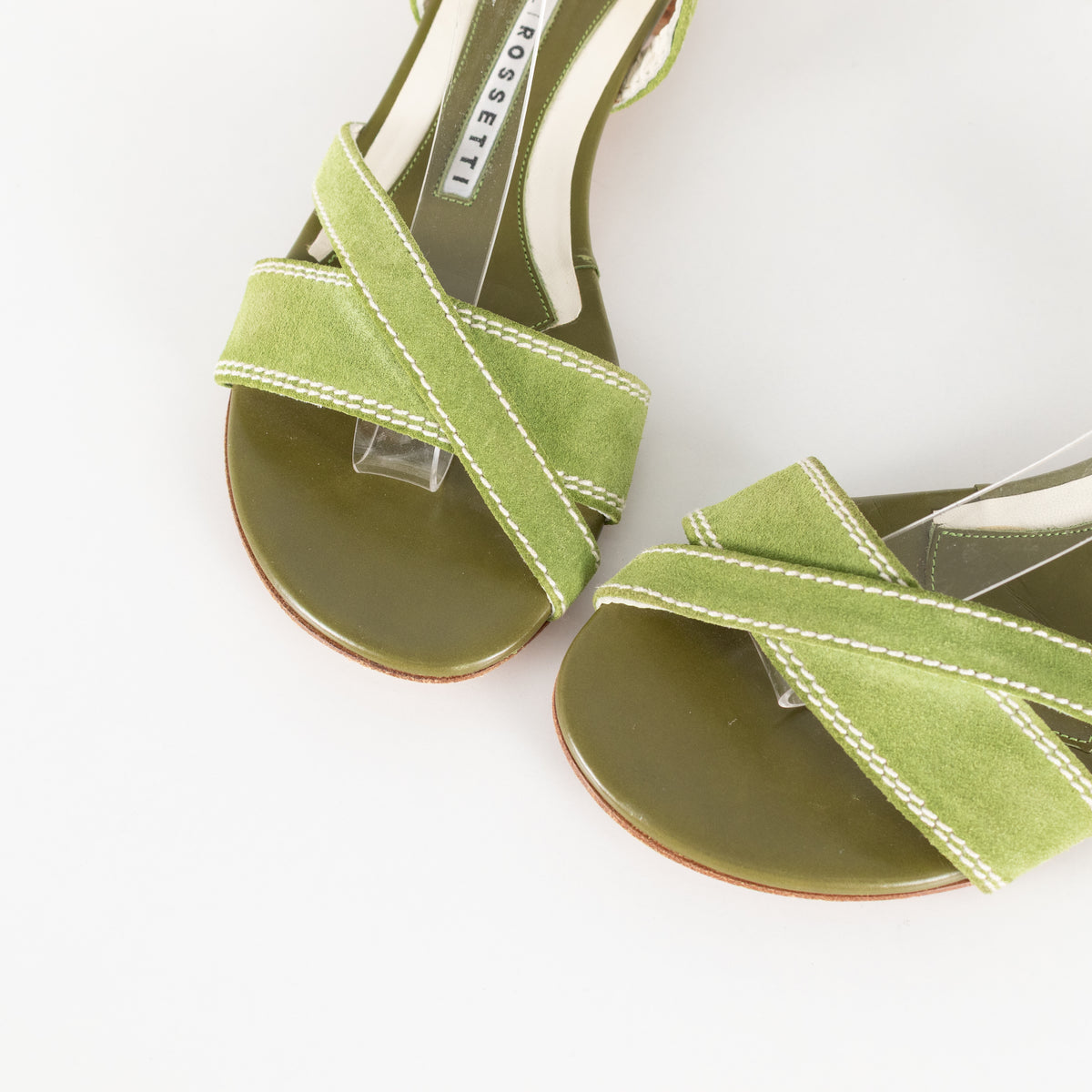 Fratelli Rossetti Green Suede Cross Strap Sandals