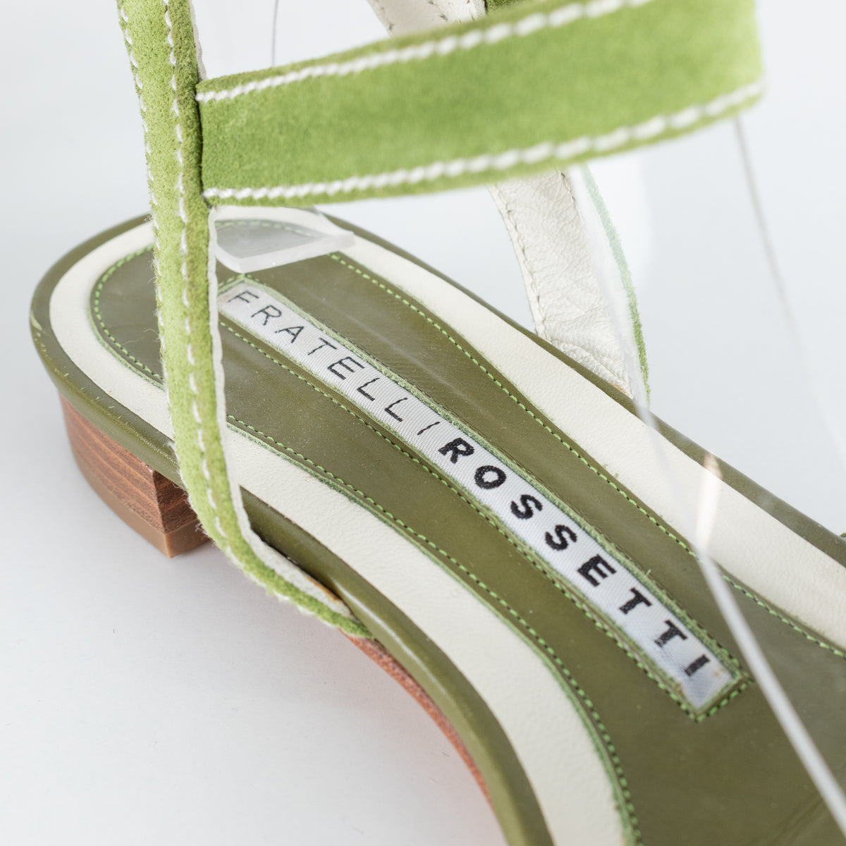 Fratelli Rossetti Green Suede Cross Strap Sandals