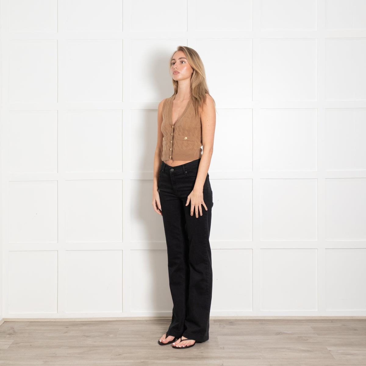 J Crew Tan Cashmere Sleeveless Cardigan