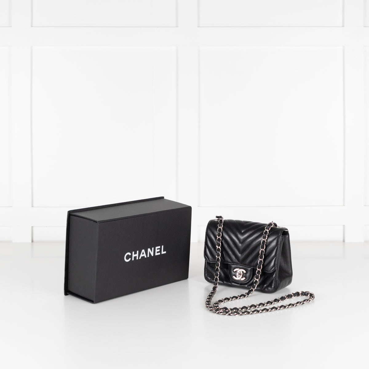 preloved Chanel Black Mini Chevron Flap Bag