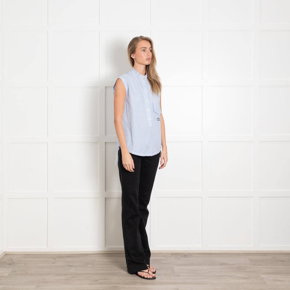 Twinset White Blue Striped Sleeveless Top