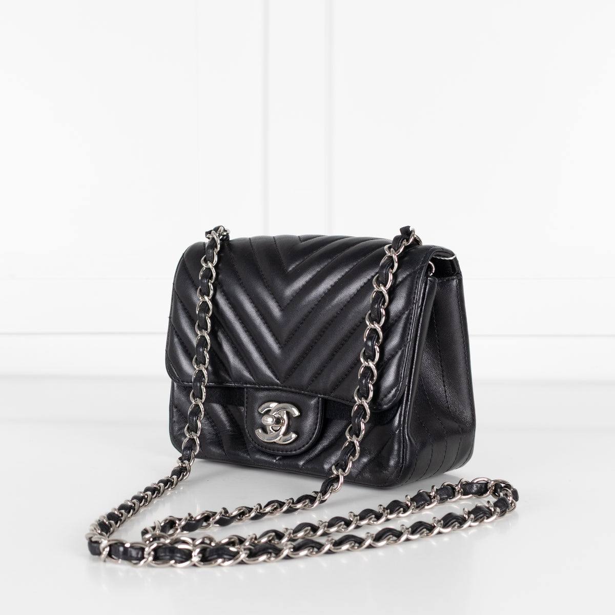 Chanel Black Mini Chevron Flap Bag