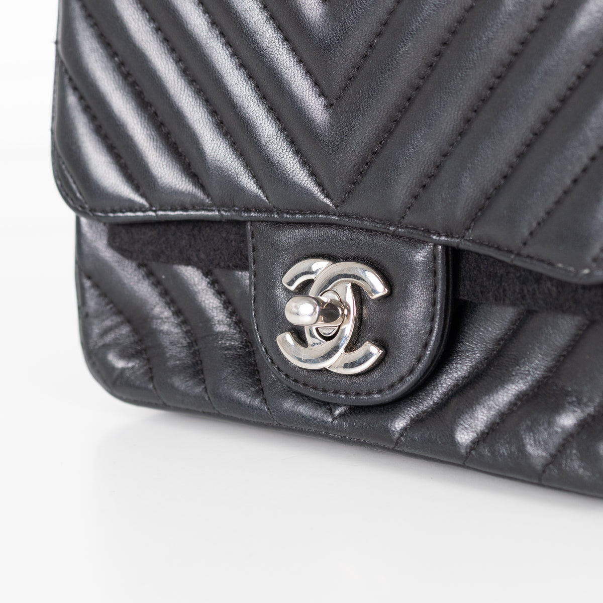 Chanel Black Mini Chevron Flap Bag