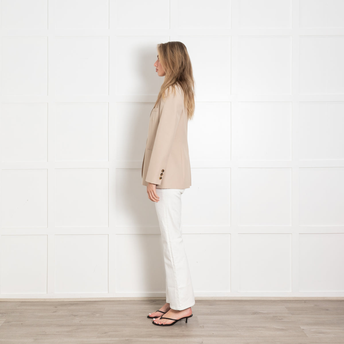 Alexa Chung Beige Straight Fit Blazer
