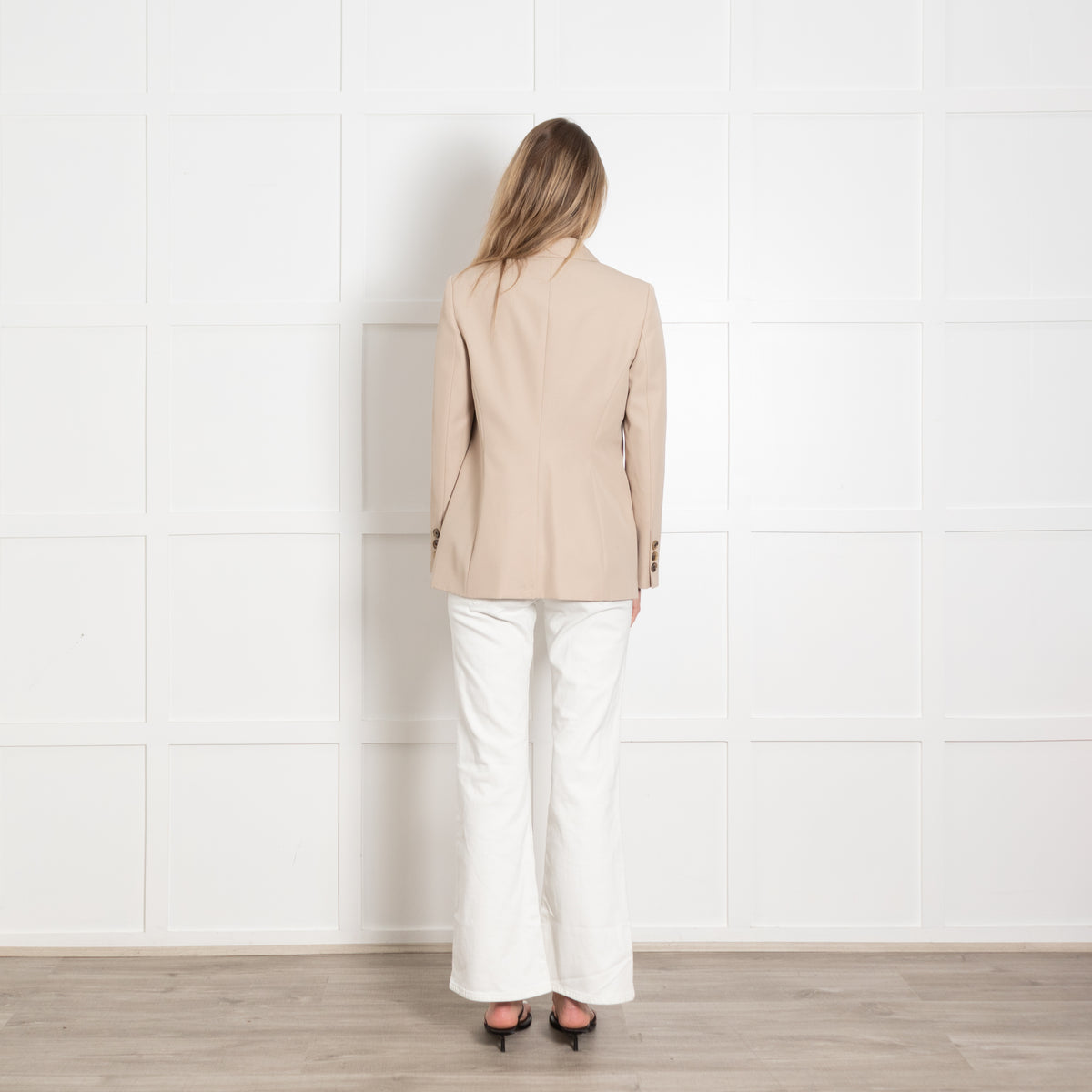 Alexa Chung Beige Straight Fit Blazer