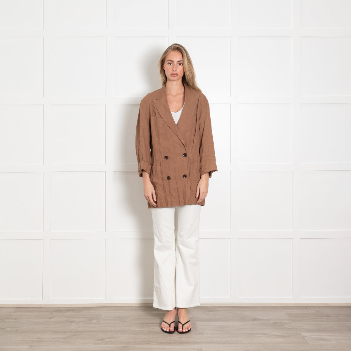 Acne Studios Brown Linen Oversized Jacket