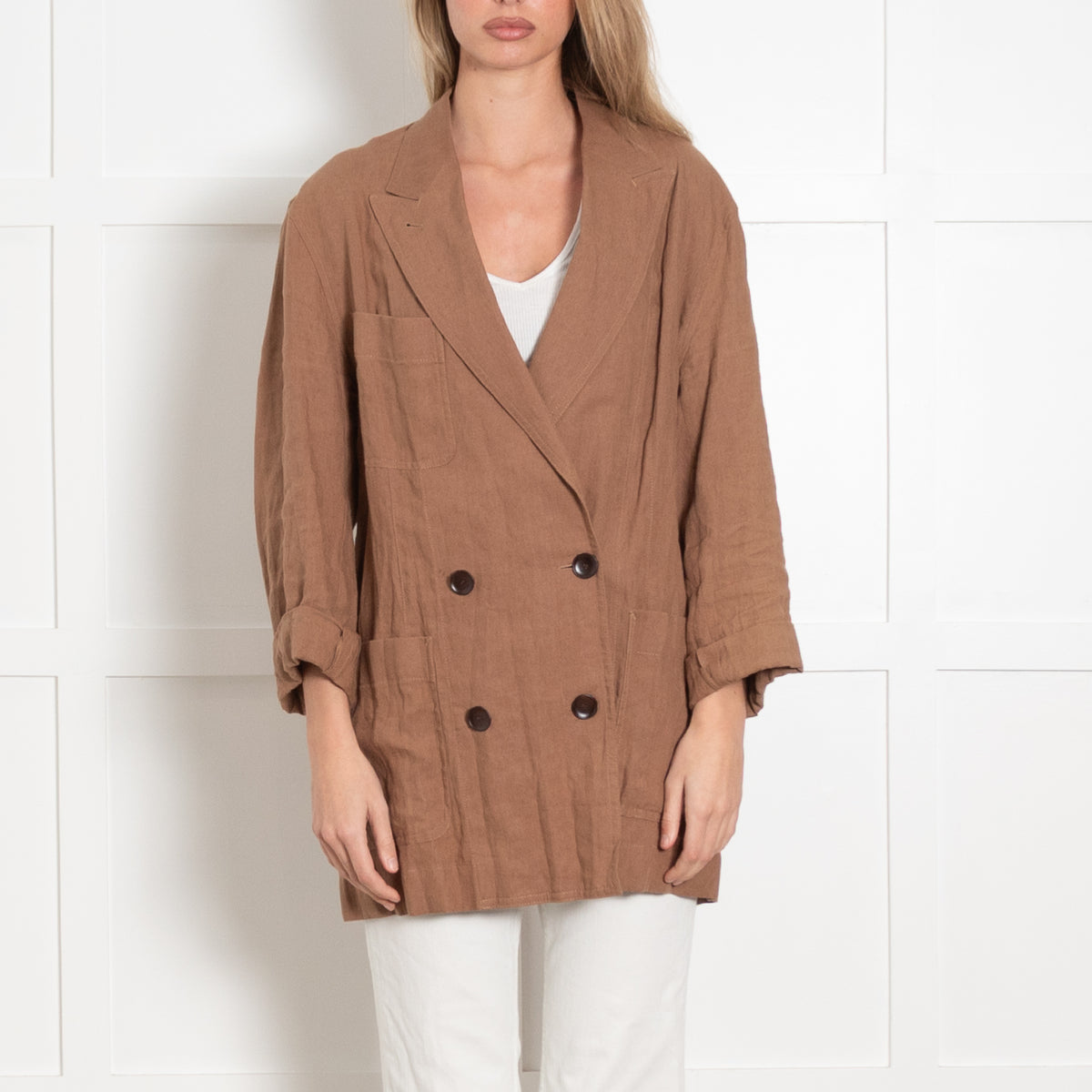Acne Studios Brown Linen Oversized Jacket