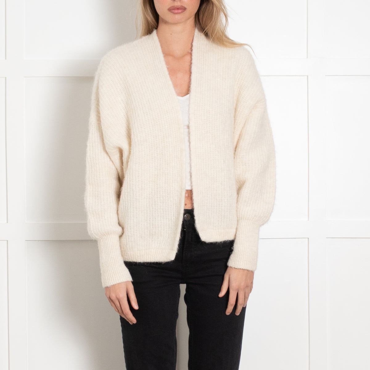 American Vintage Cream Open Cardigan
