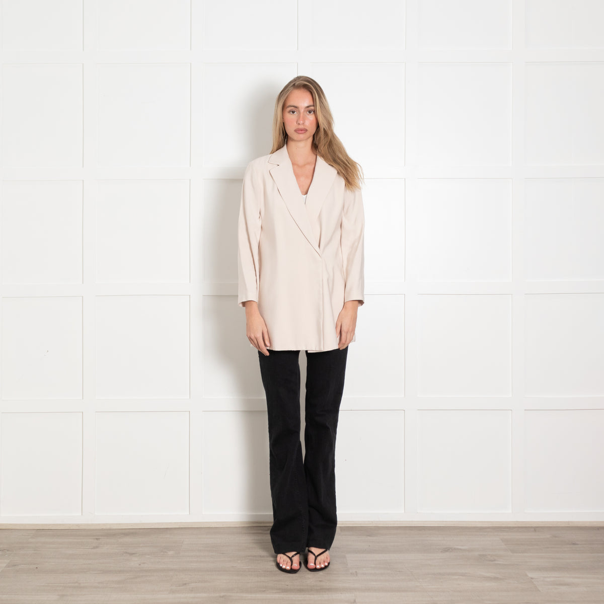 Donna Karan Beige Blazer With Concealed Buttons
