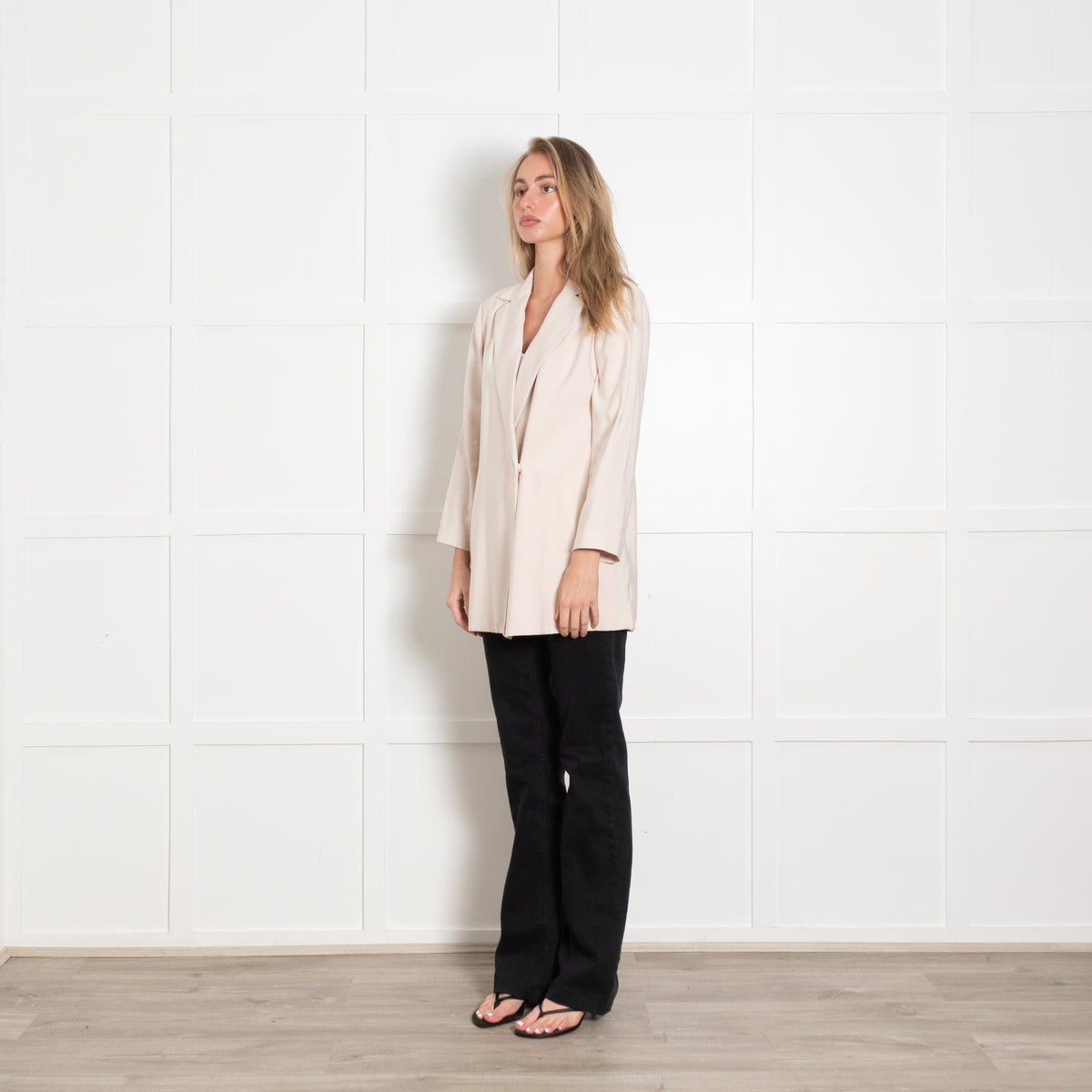 Donna Karan Beige Blazer With Concealed Buttons