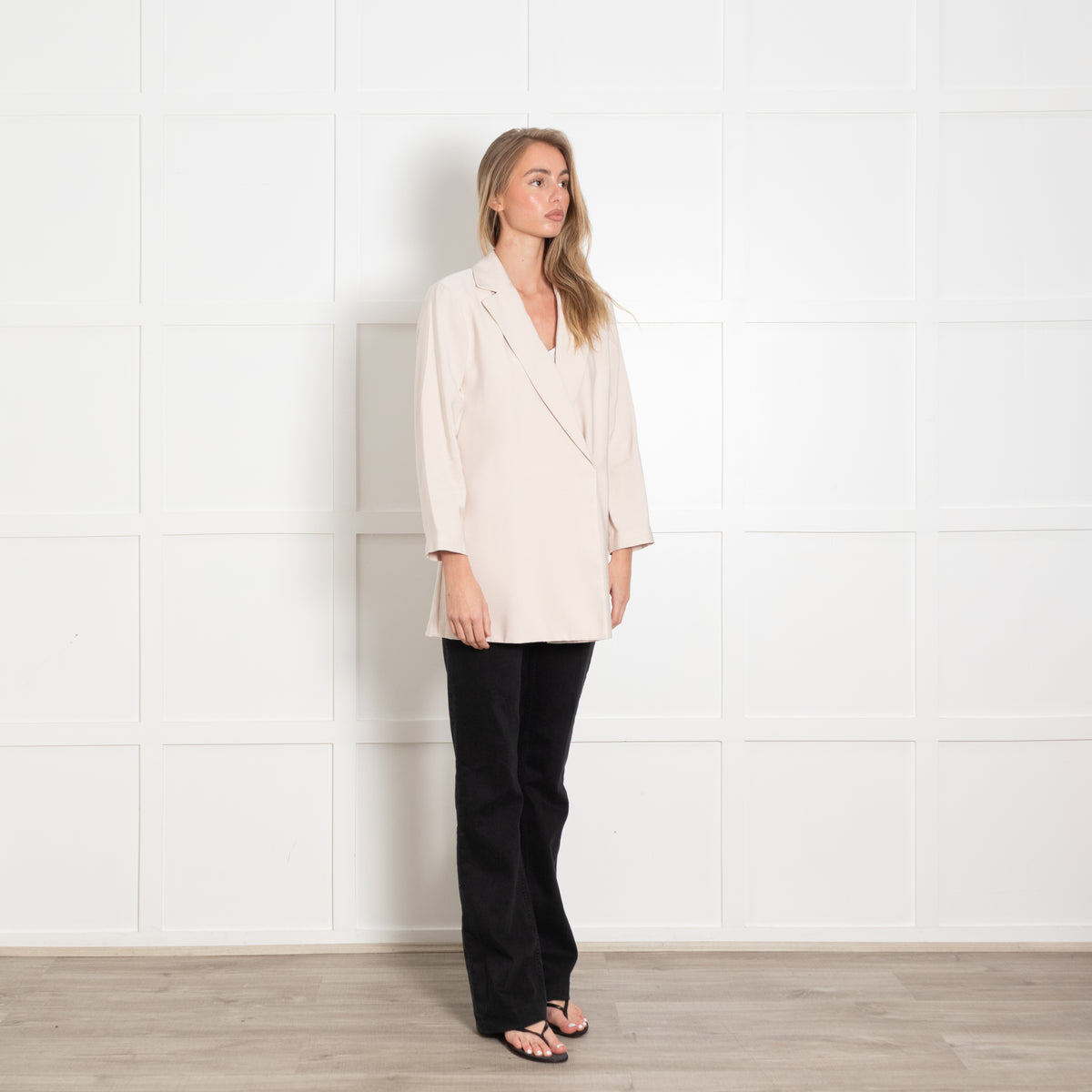Donna Karan Beige Blazer With Concealed Buttons