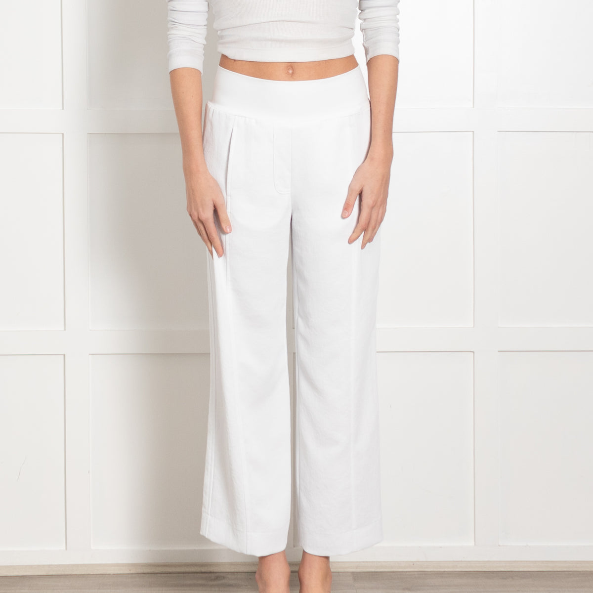 Ania Schierholt White Stretch Knit Trousers