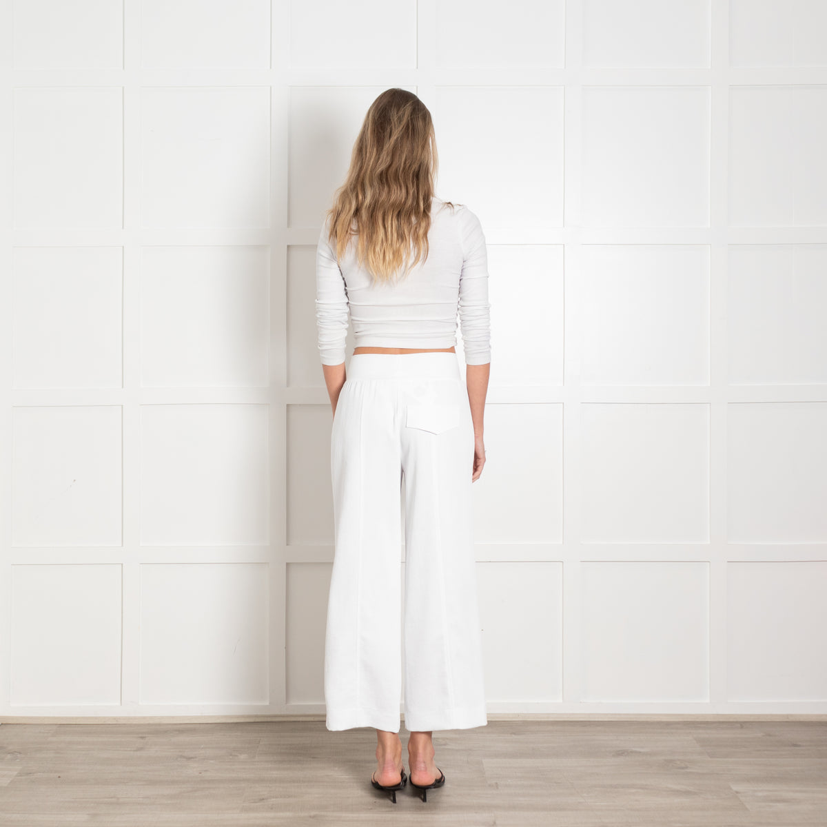 Ania Schierholt White Stretch Knit Trousers