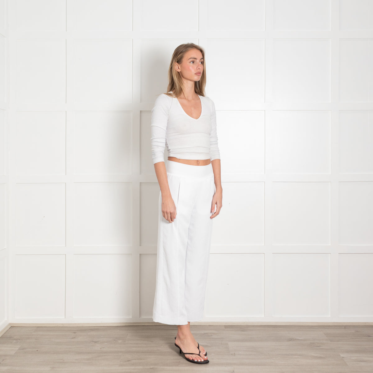 Ania Schierholt White Stretch Knit Trousers