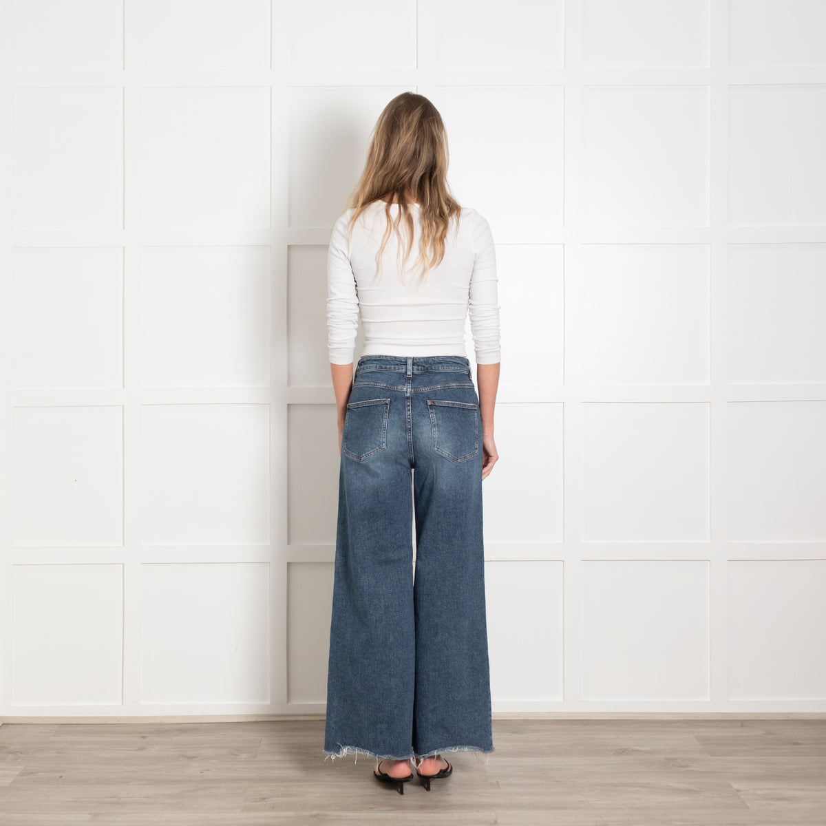 Me + Em Wide Leg Raw Edge Jeans