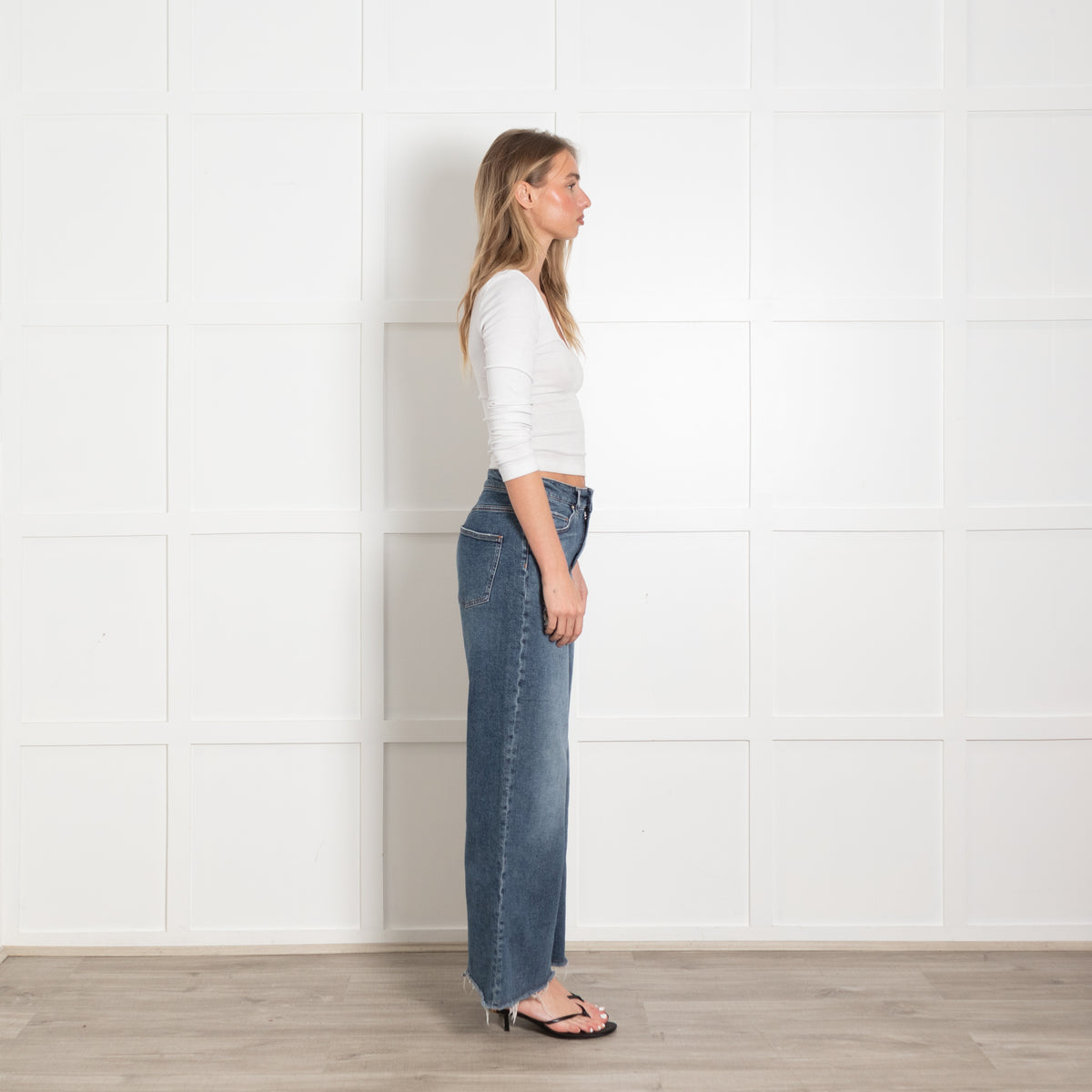 Me + Em Wide Leg Raw Edge Jeans