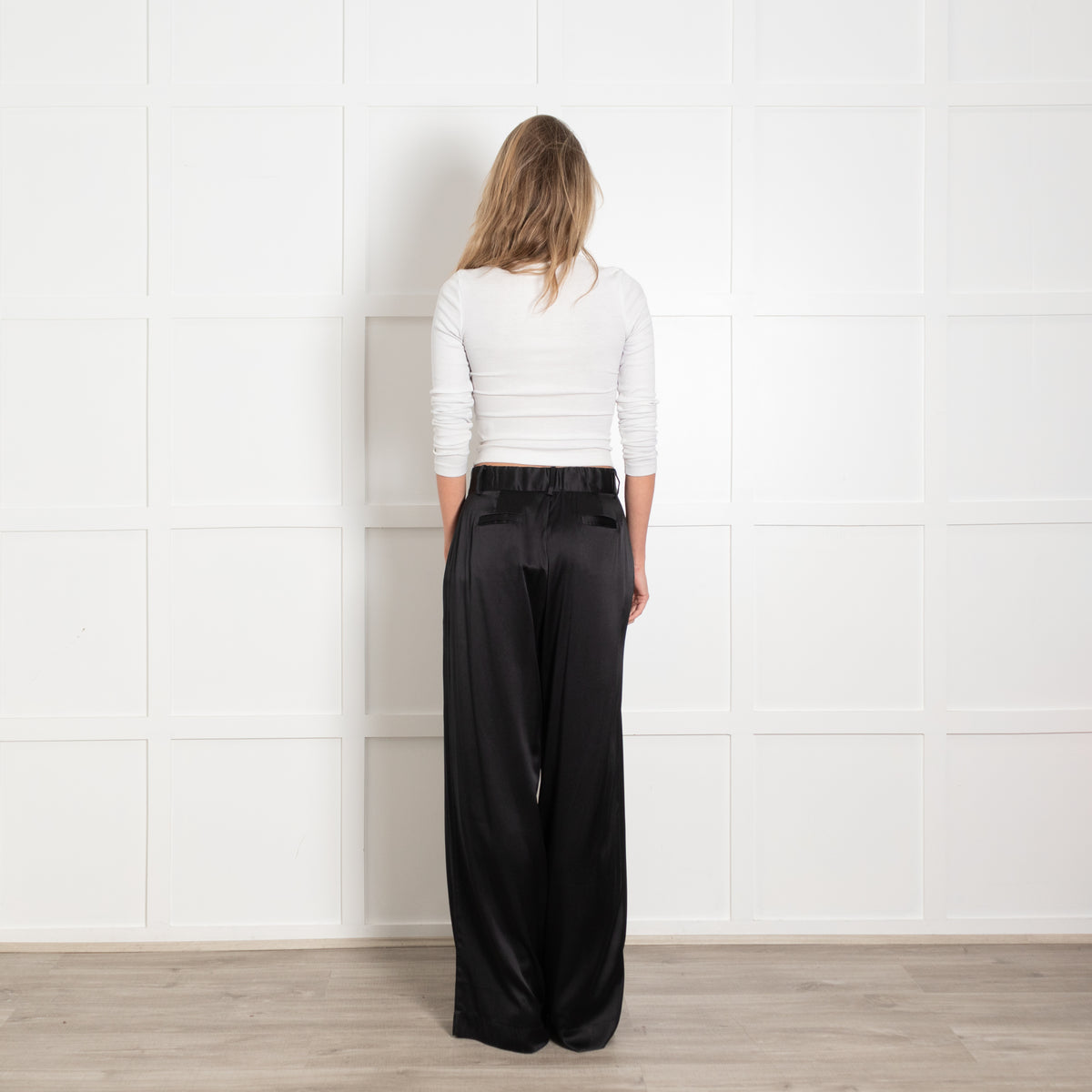 Silk95Five Black Silky Wide Leg Trousers