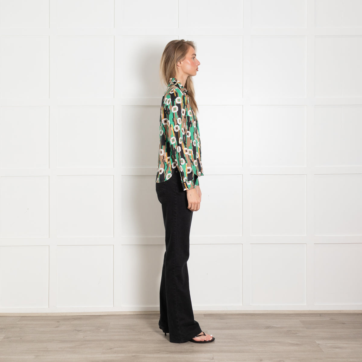 Balenciaga Multicoloured Silk Geometric Pattern Silk Blouse
