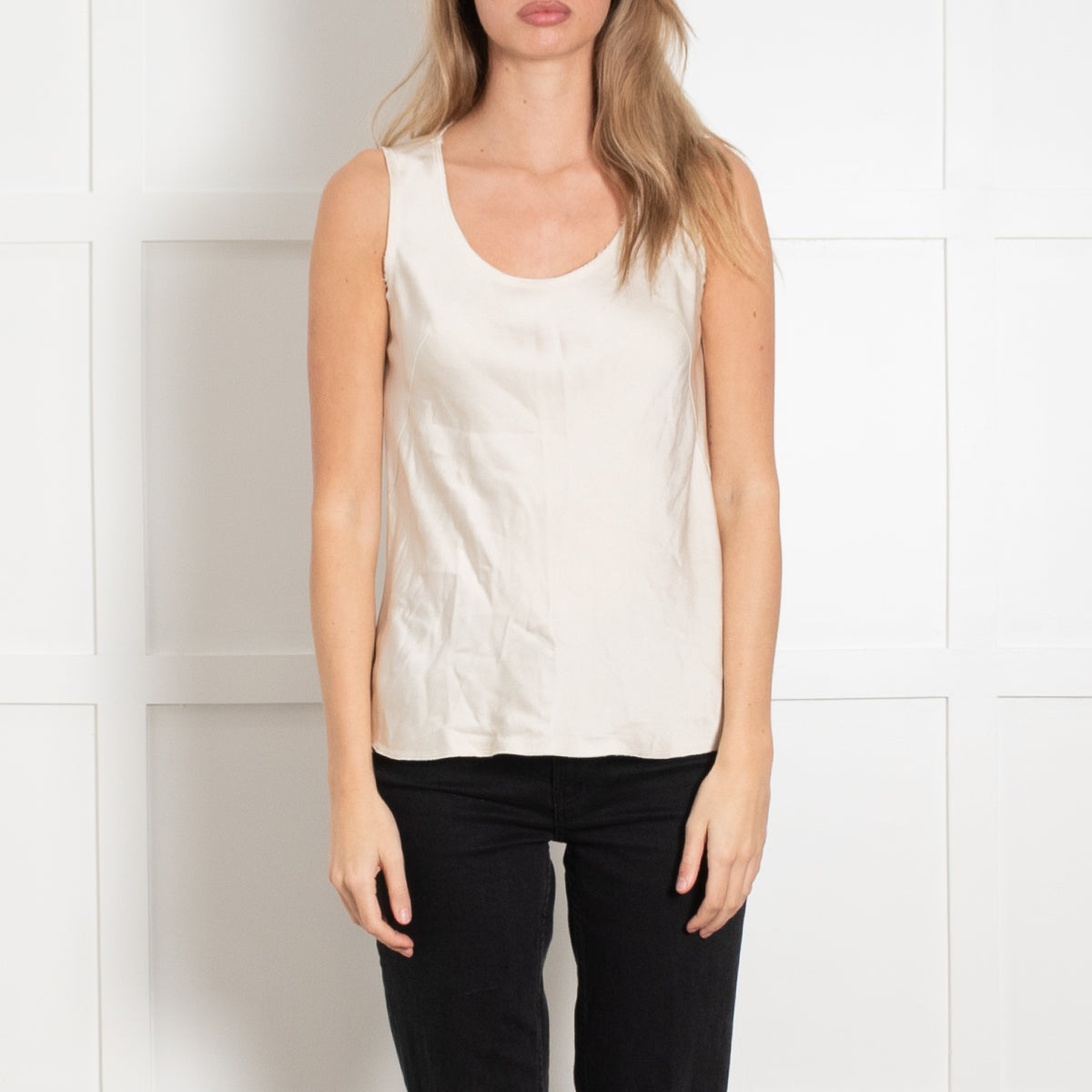 Vaness Bruno Cream Silk Feel Vest Top