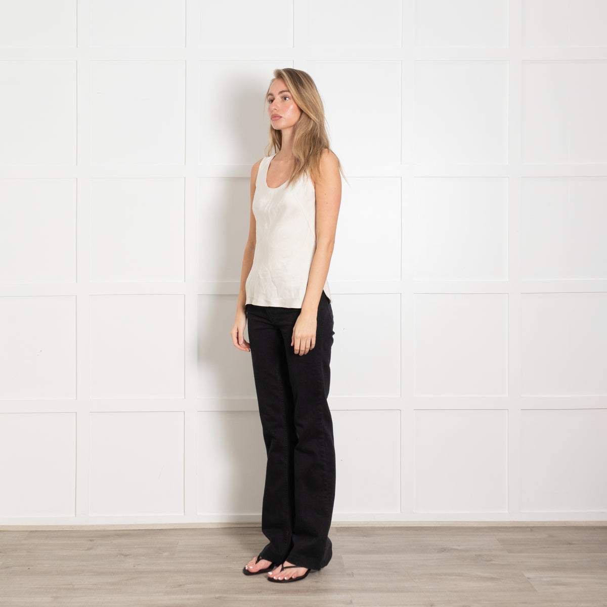 Vaness Bruno Cream Silk Feel Vest Top