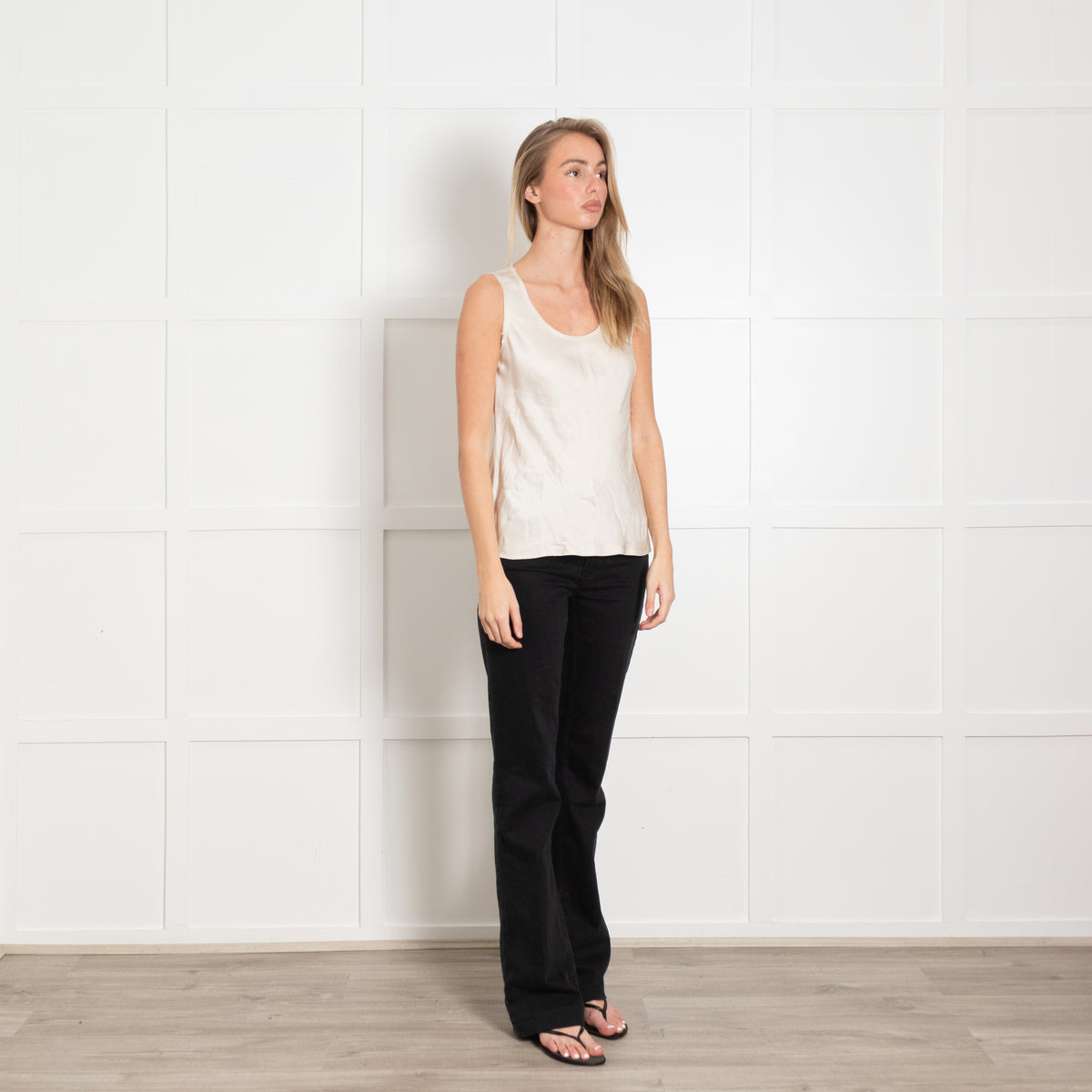 Vaness Bruno Cream Silk Feel Vest Top