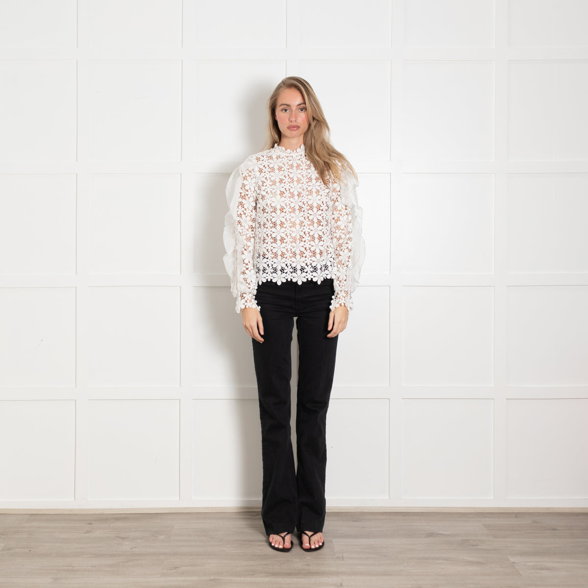 Self Portrait Daisy Lace Long Sleeve Top