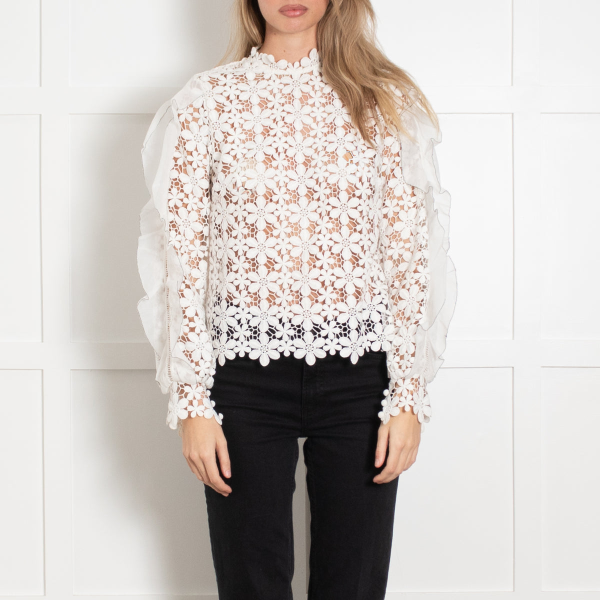 Self Portrait Daisy Lace Long Sleeve Top