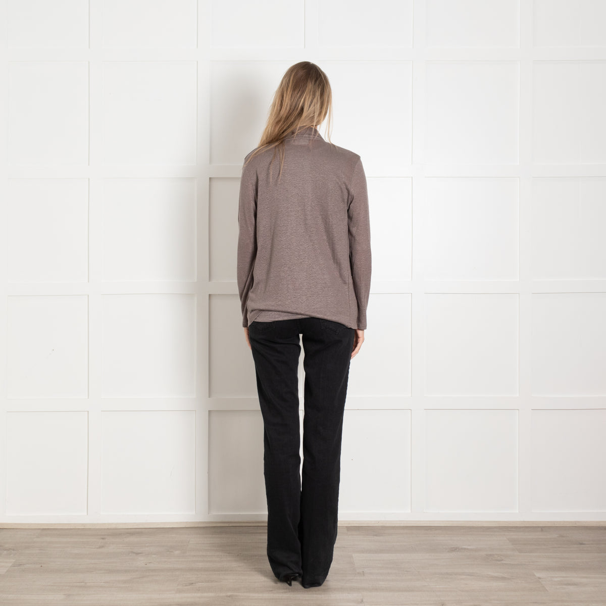 Not Shy Taupe Linen Vest with Matching Jacket
