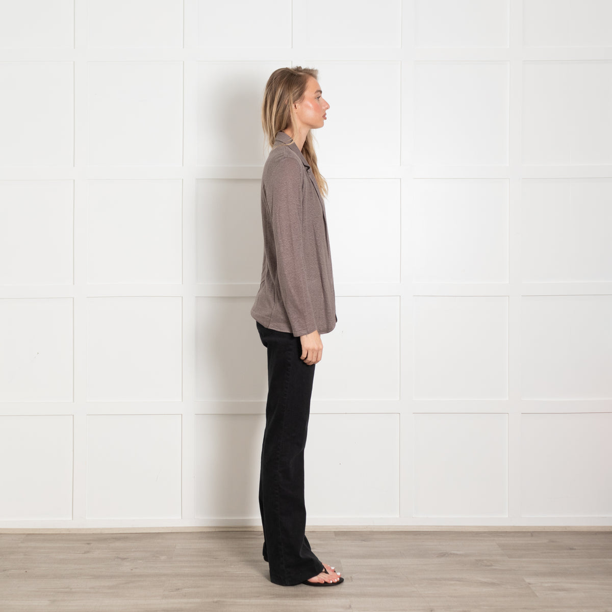 Not Shy Taupe Linen Vest with Matching Jacket