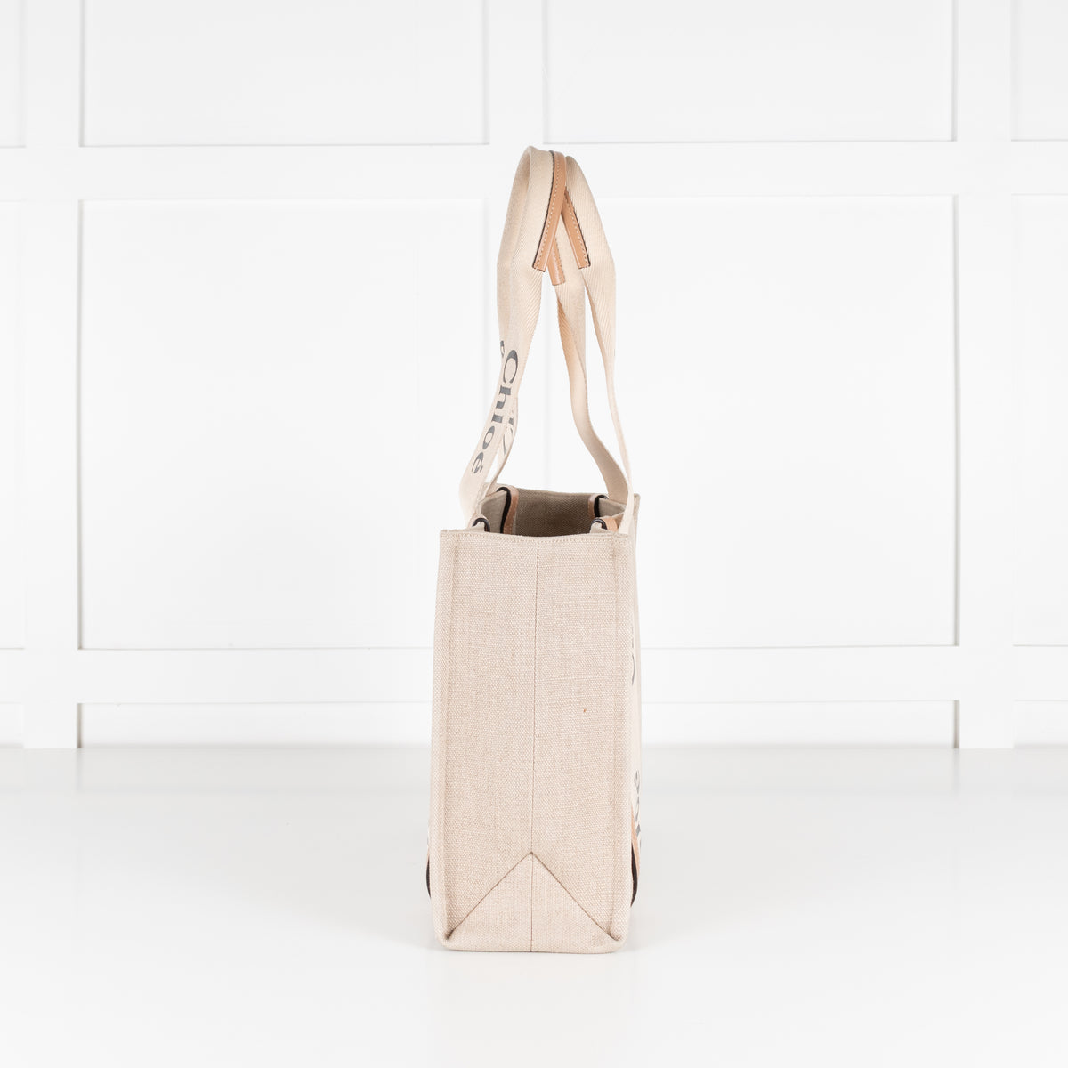 Chloe Medium Tan Woody Tote  Canvas Tote