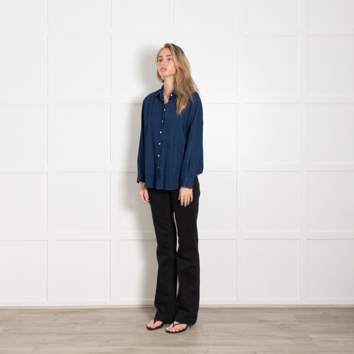 Hartford Blue Cotton Collared Shirt