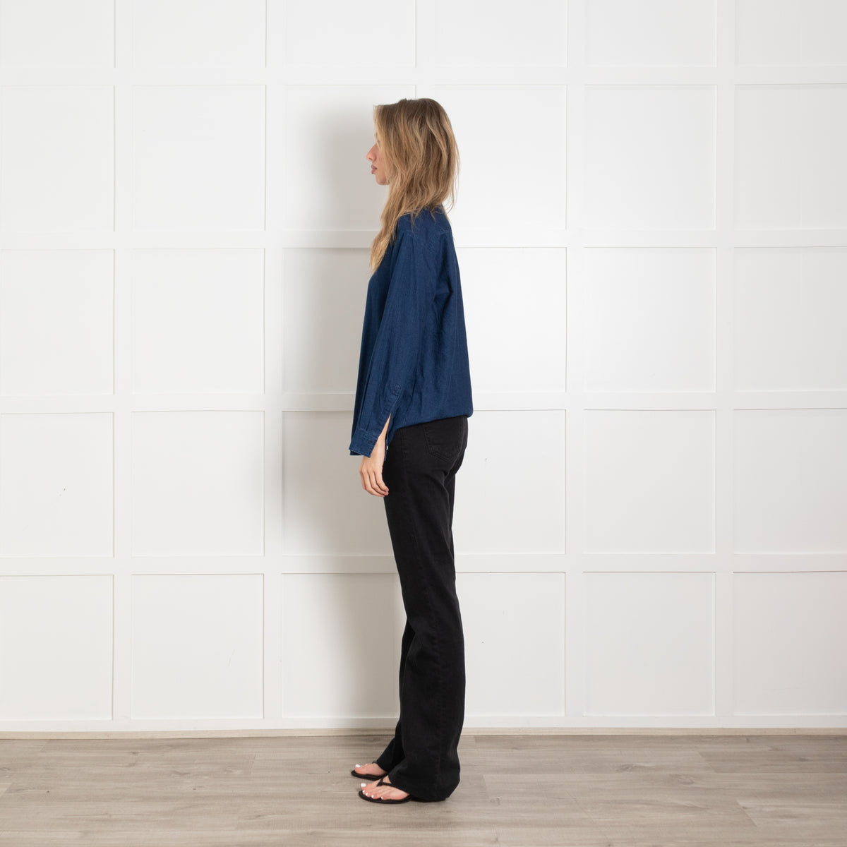 Hartford Blue Cotton Collared Shirt