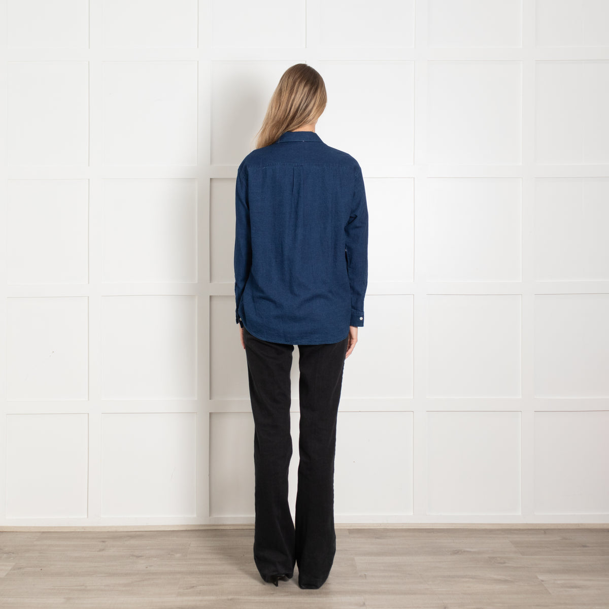 Hartford Blue Cotton Collared Shirt