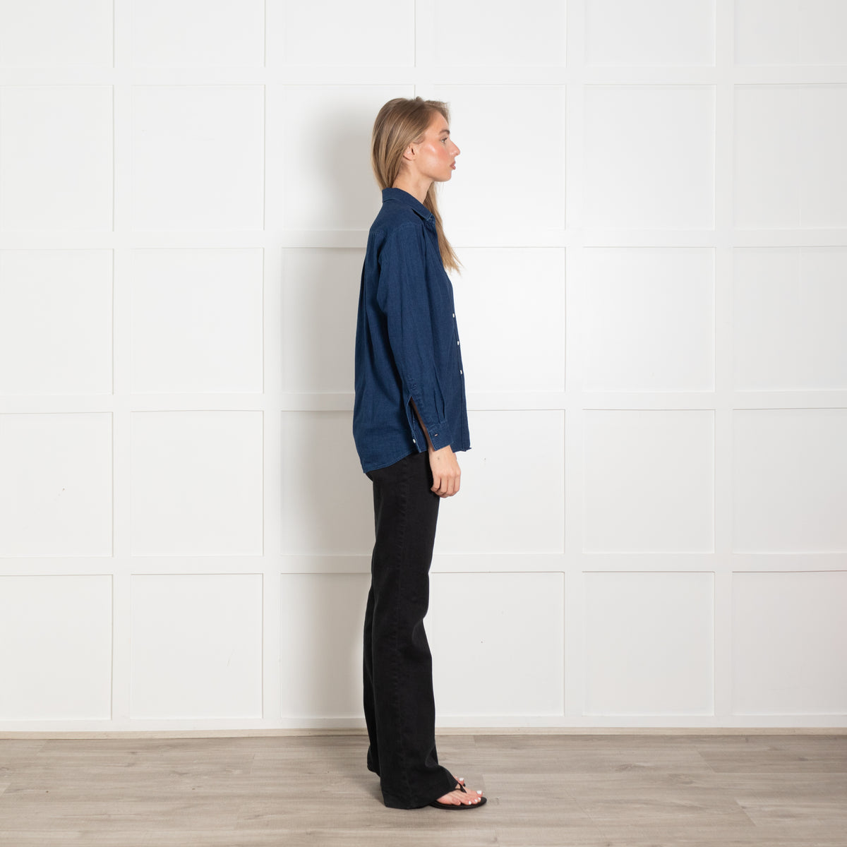 Hartford Blue Cotton Collared Shirt