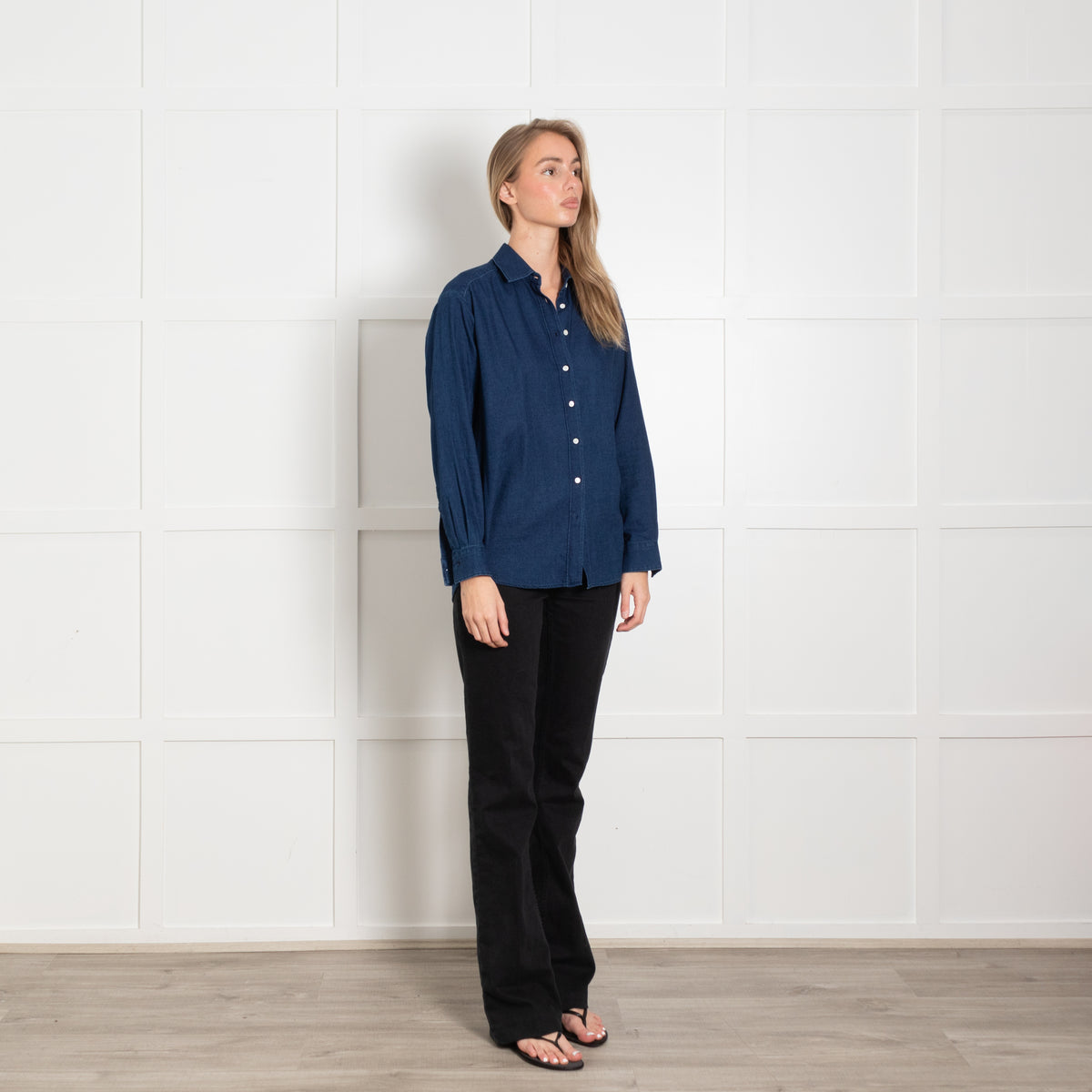 Hartford Blue Cotton Collared Shirt