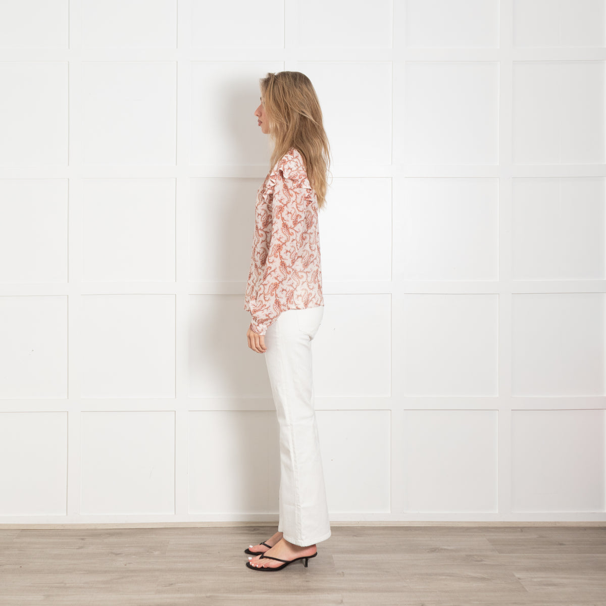 Paige Orange Paisley Frill Top