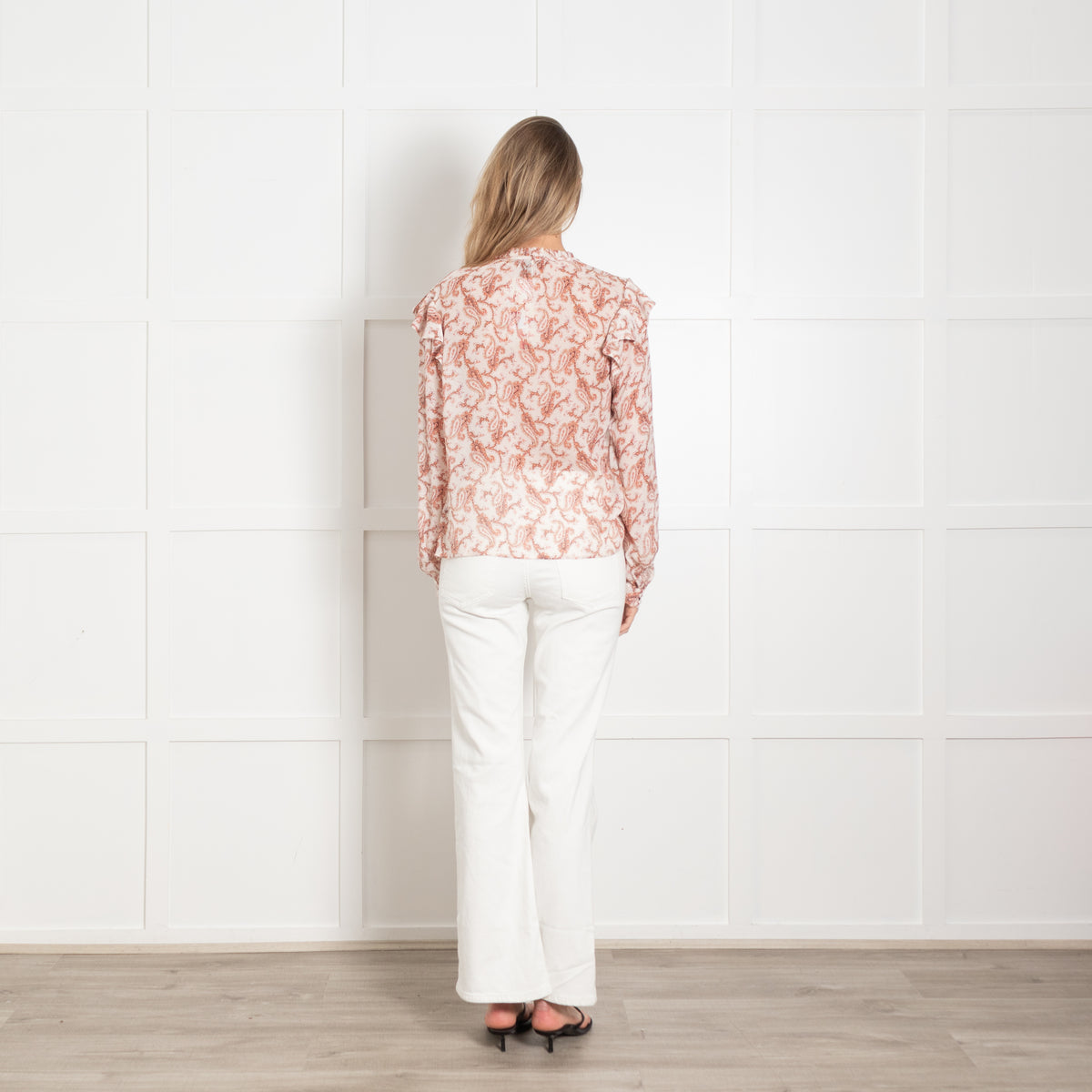 Paige Orange Paisley Frill Top